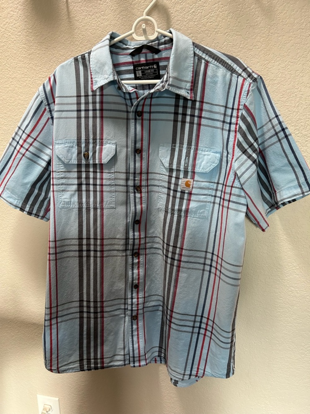 Carhartt Blue Plaid Short-Sleeve Work Shirt